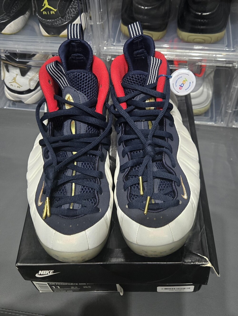 Nike Men’s Navy, Red & Gold Foamposite Sneakers